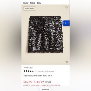 J. Crew Black Sequin Pencil Skirt